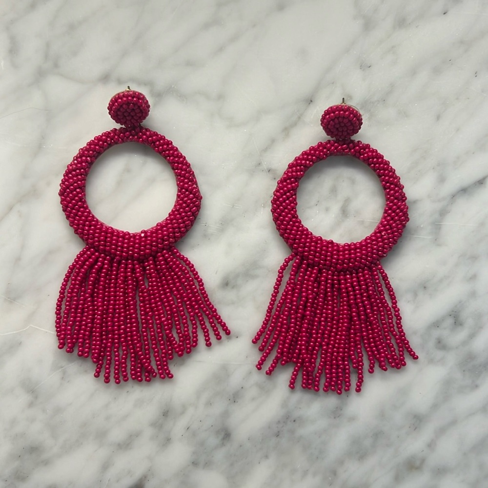 Deepa Gurnani Hoop Fringe Earrings